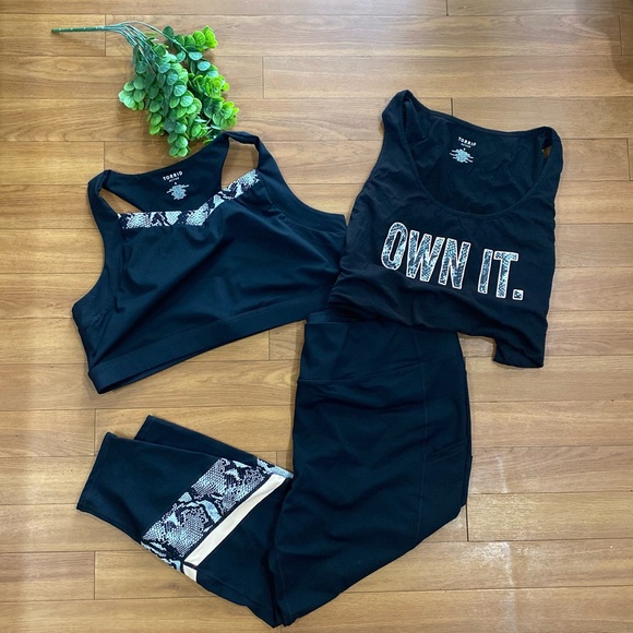 Torrid 3 piece snakeskin print set sports bra legging tank 3/4 - Picture 5 of 11